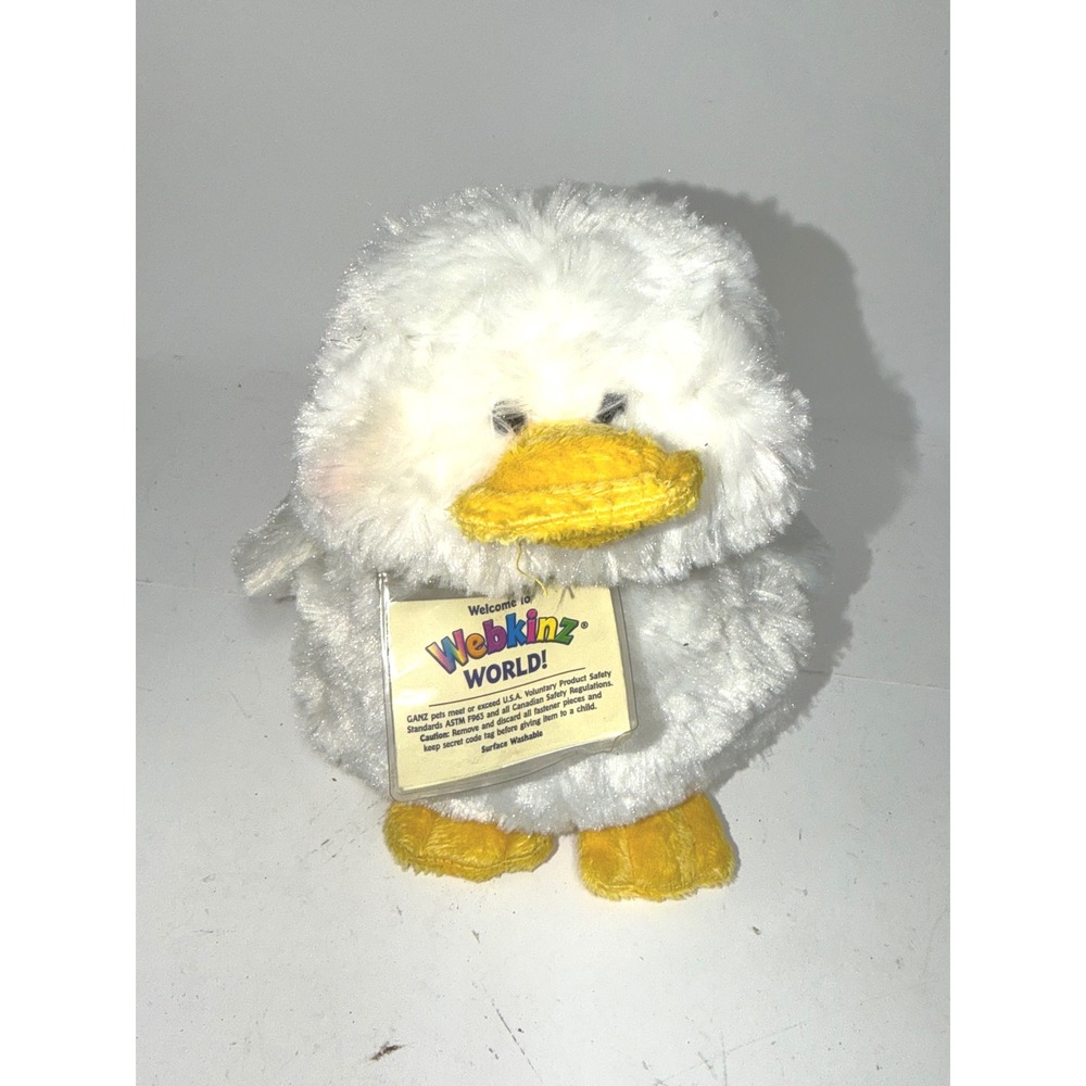 Ganz Webkinz White Goose Plush Stuffed Animal Yellow Beak Feet W Logo HS108